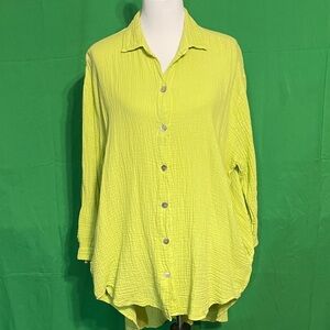 The Adrienne by Shannon Passero Lightweight Lime Button-Front Women's Top